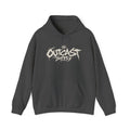 Outcast Supply Graphic Hoodie — Black Streetwear Pullover with Ink-Style Back Illustration