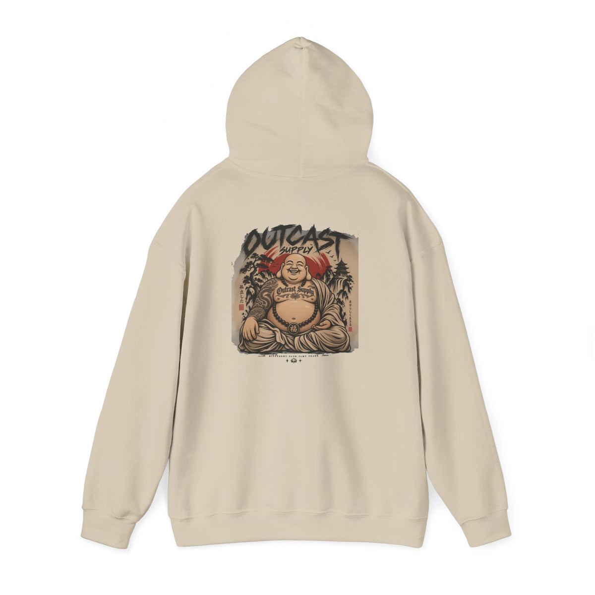 Outcast Buddha Graphic Hoodie | Streetwear Logo Back Print